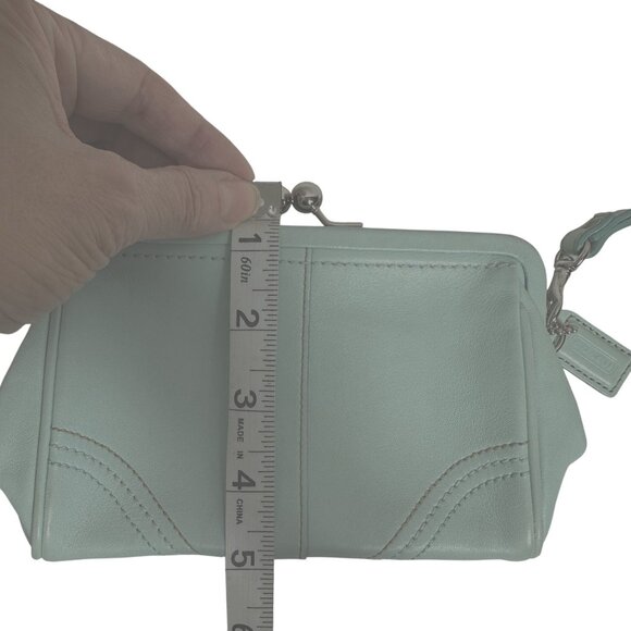 Vintage Coach SOHO Kiss Lock Change Purse Large Leather Framed Wristlet Dustbag - Picture 9 of 13